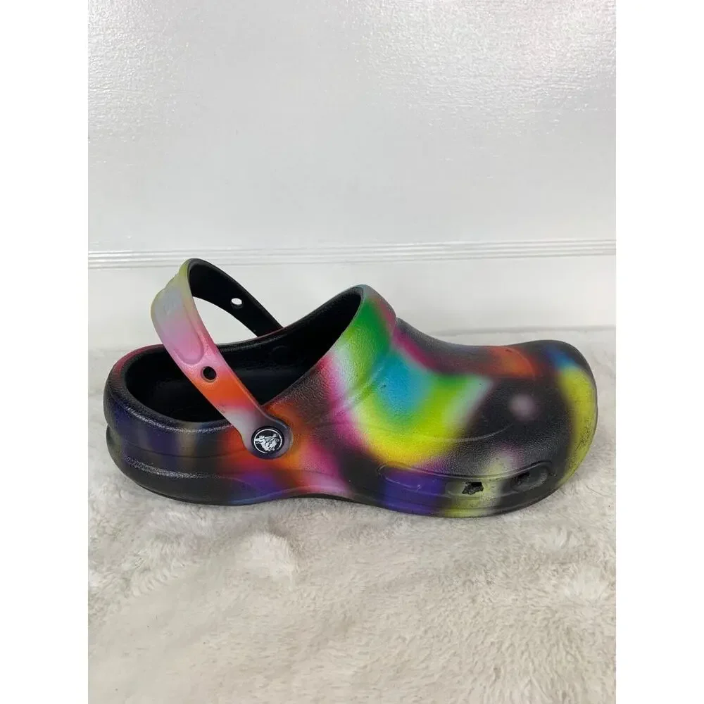 Crocs Classic Clogs Multicolor Graffiti Mens Size 9 Slip On Shoes